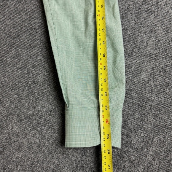 SOLD Charles Tyrwhitt Shirt Mens 16.5 36 Slim Fit Button Up Houndstooth Green - Picture 9 of 9